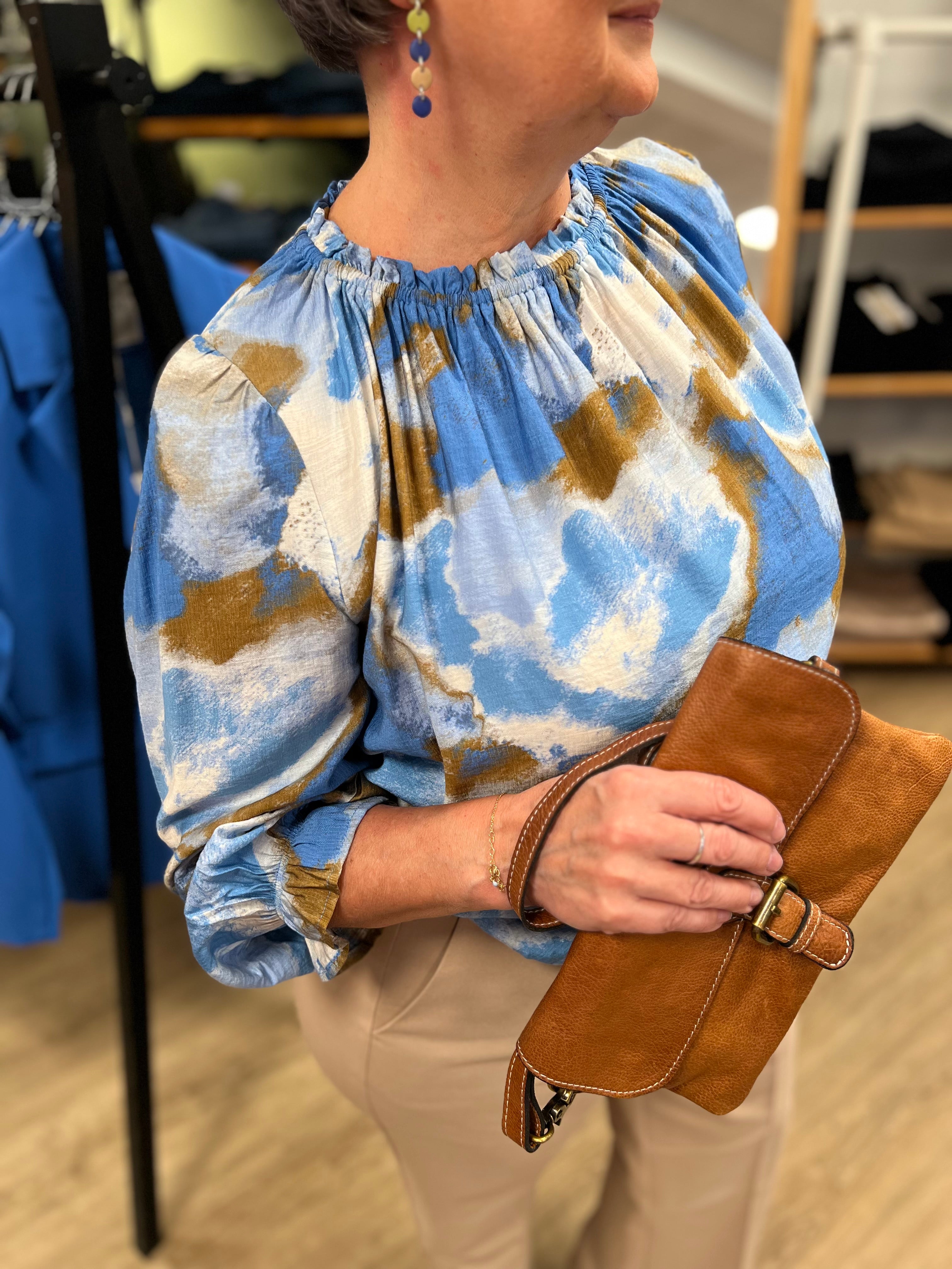 Tanna Printed Blouse blá