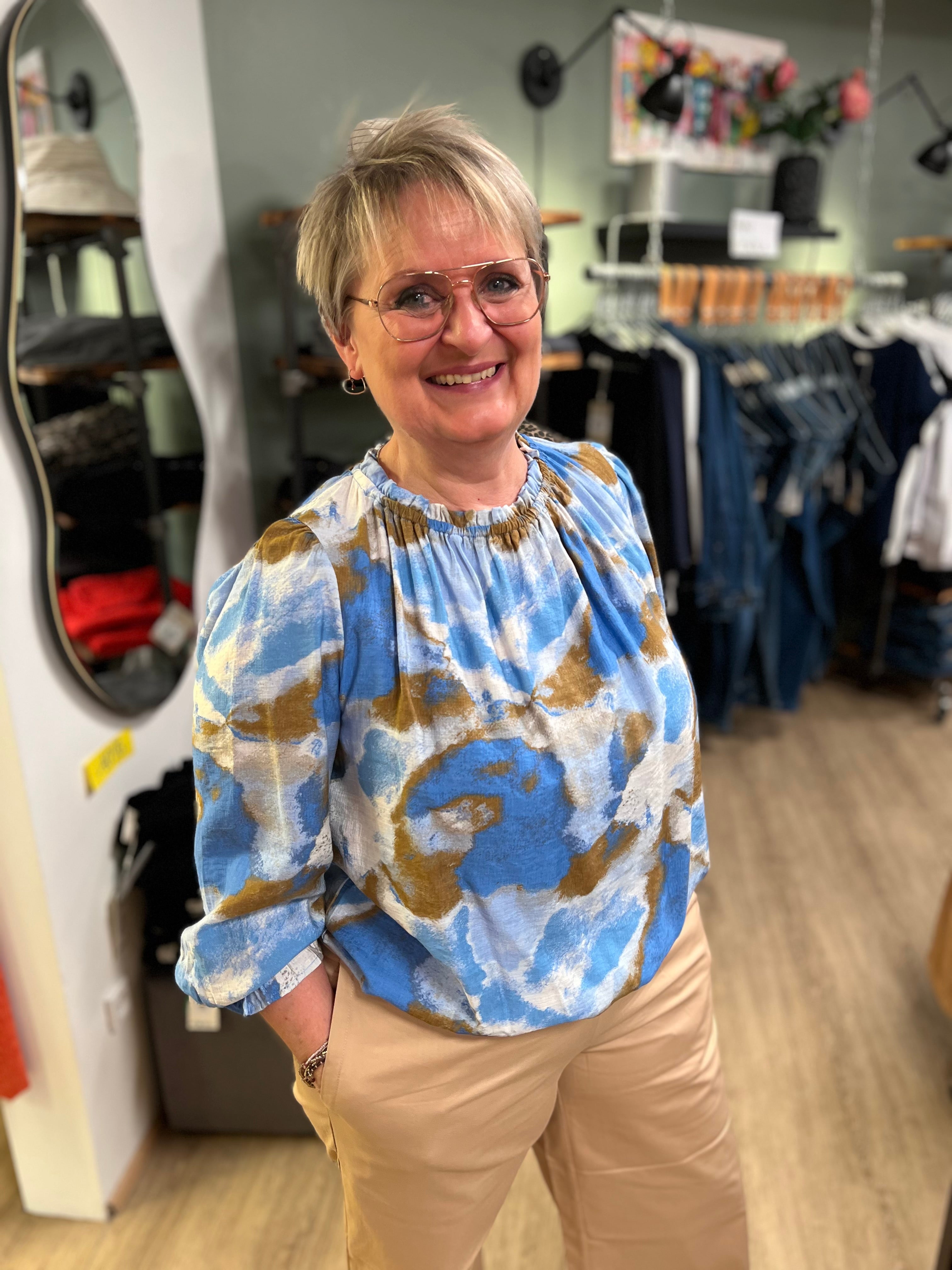 Tanna Printed Blouse blá