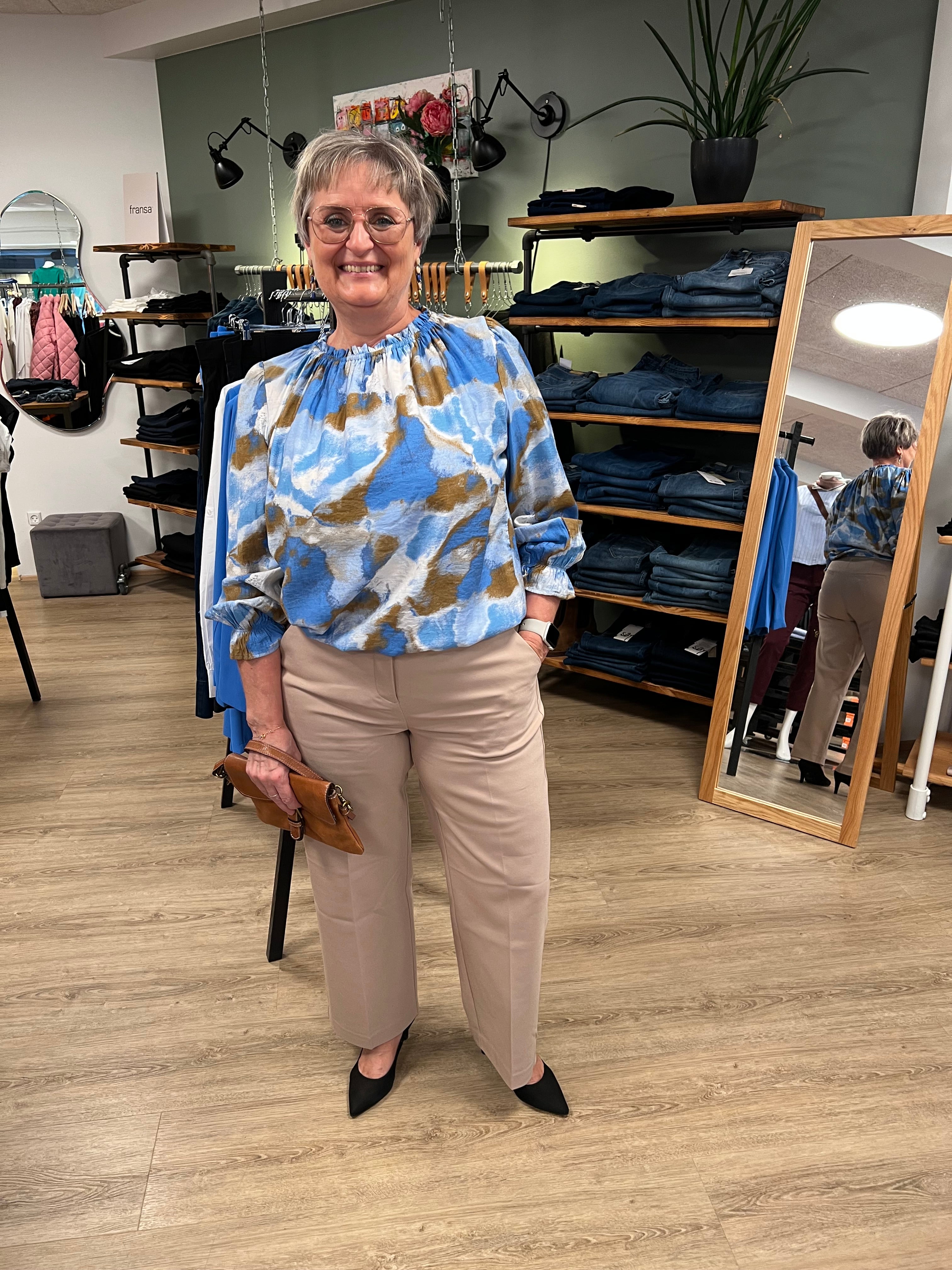 Tanna Printed Blouse blá
