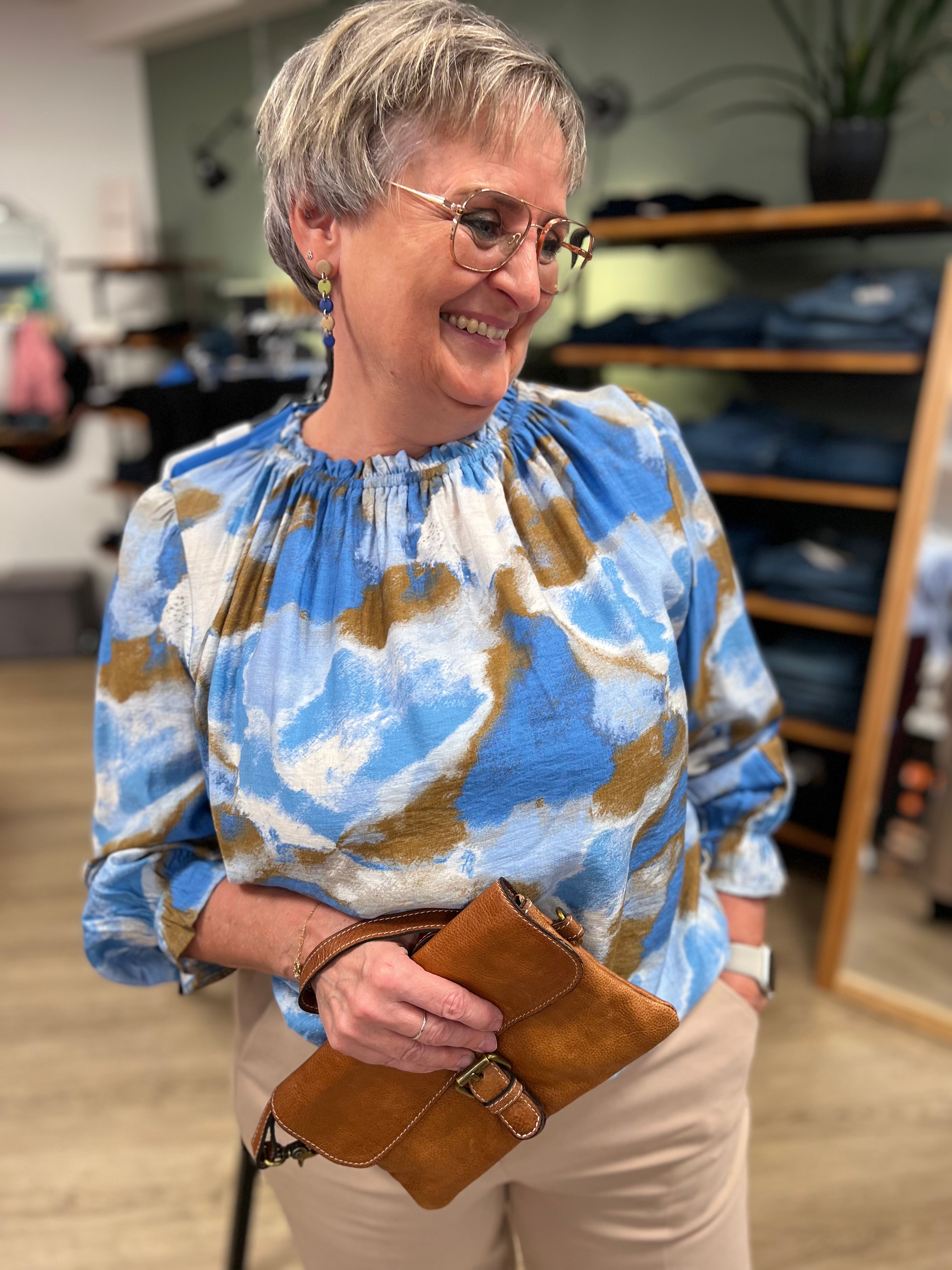 Tanna Printed Blouse blá
