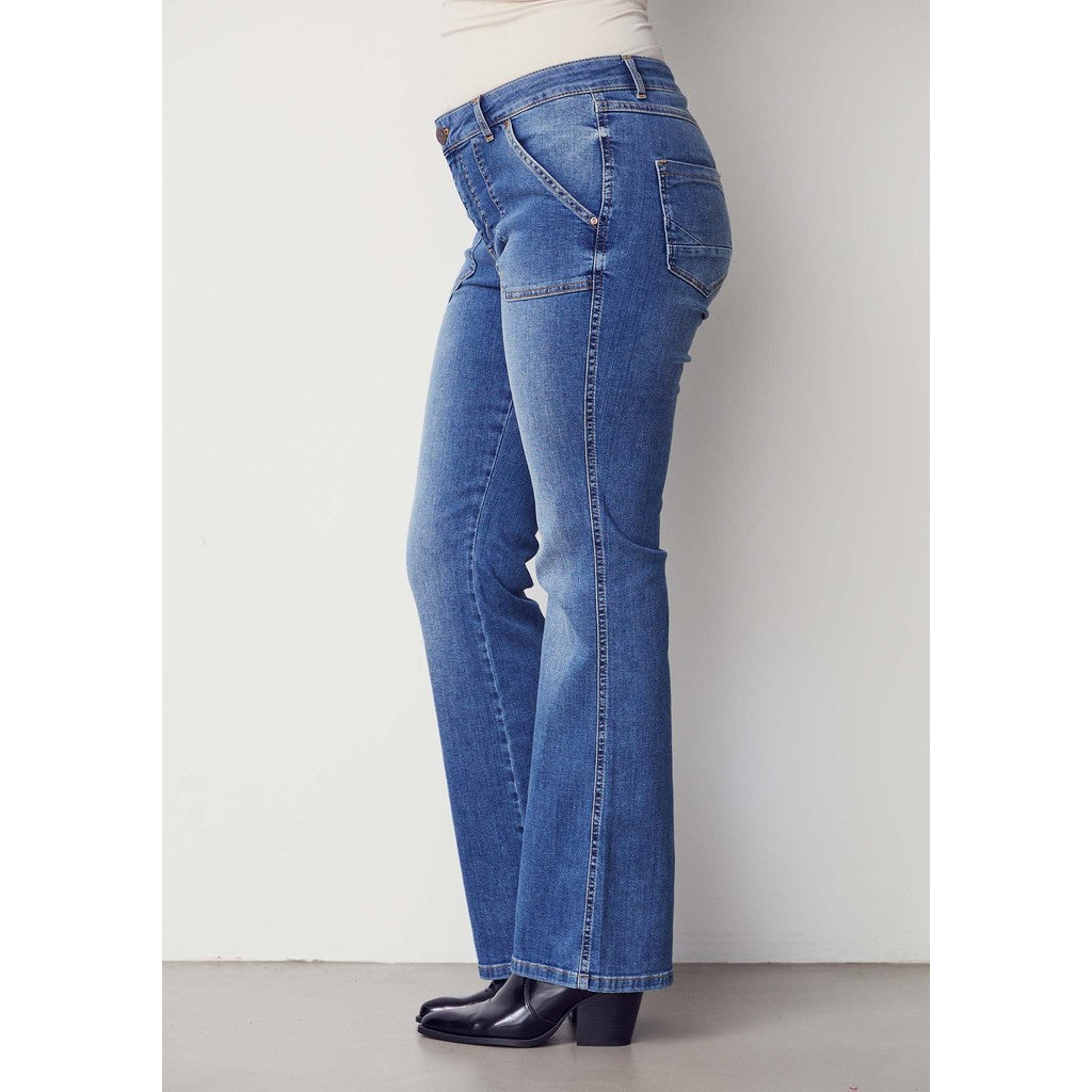 Como Long Flare Jeans mid denim