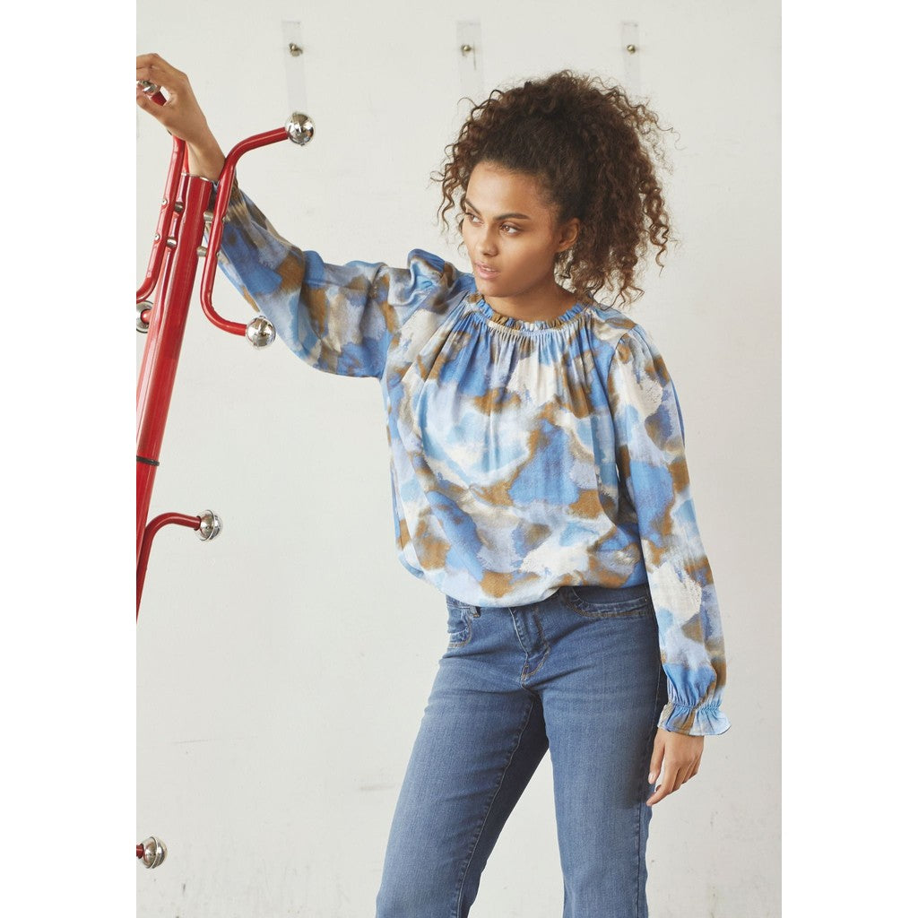 Tanna Printed Blouse blá