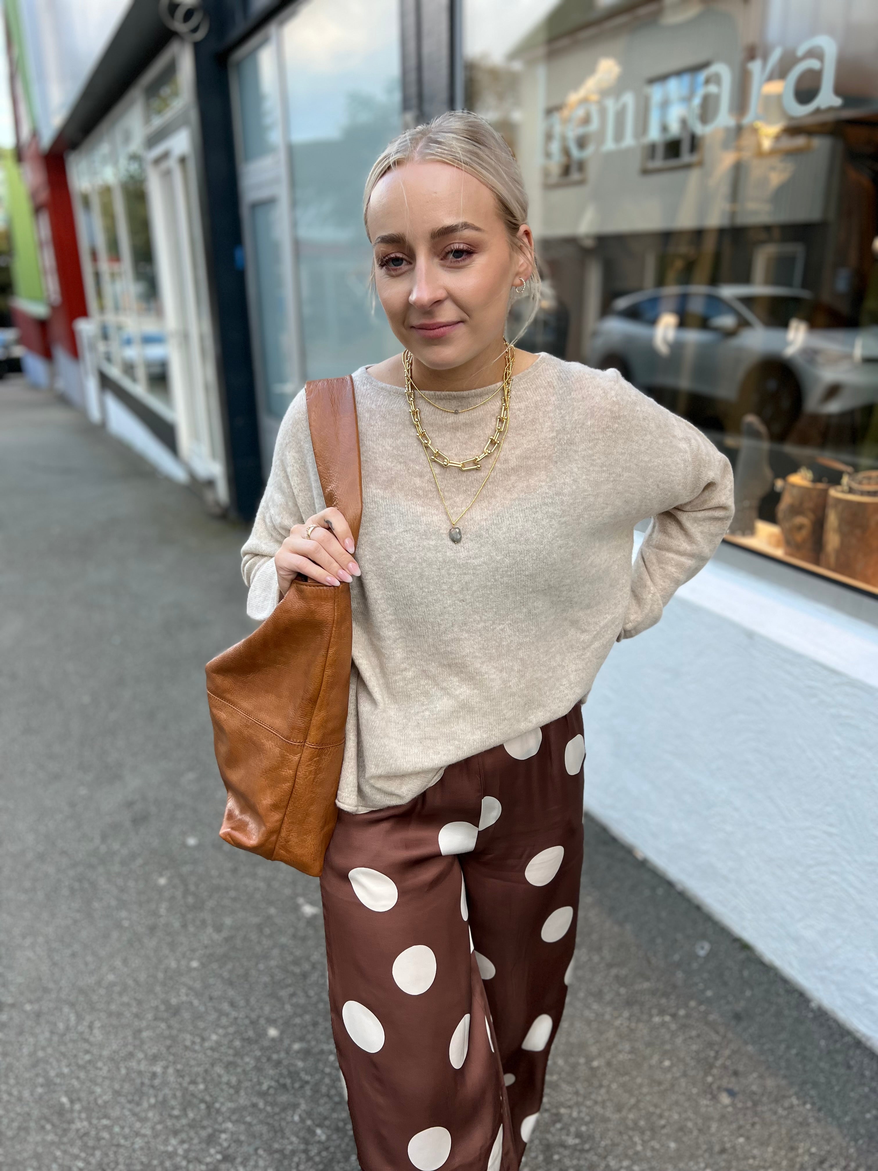 Oversized Pure Cashmere Blouse sand