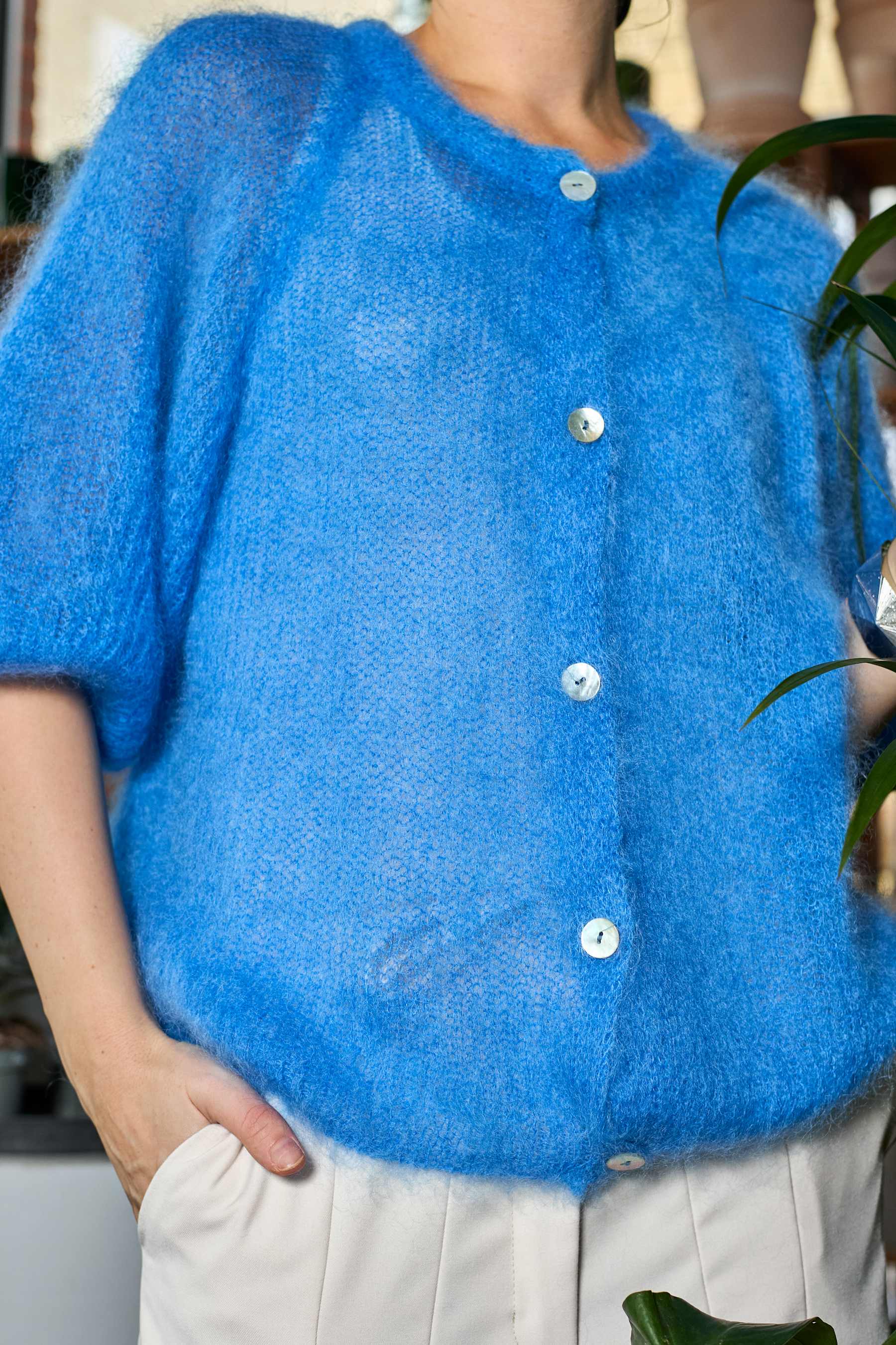 BCBJOERK PATENT KNIT CARDIGAN