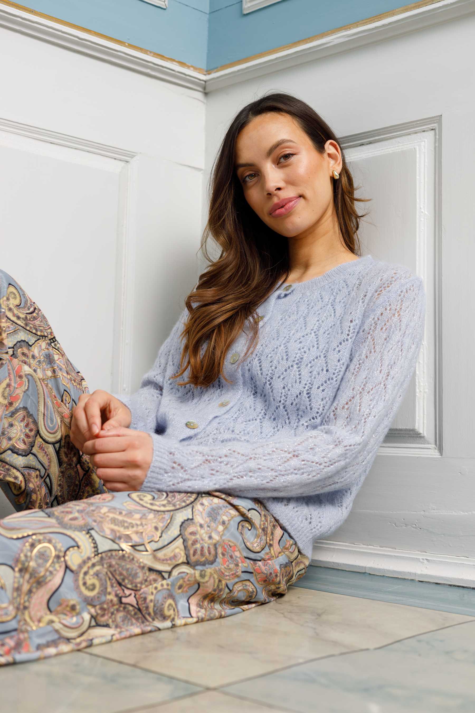 BCDELL PIN CARDIGAN blá